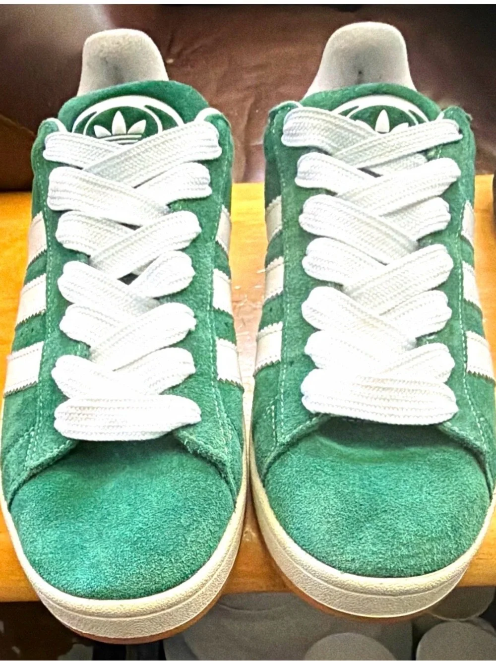 Adidas Campus Men's Green/White Suede Low Top Lace-Up Sneakers